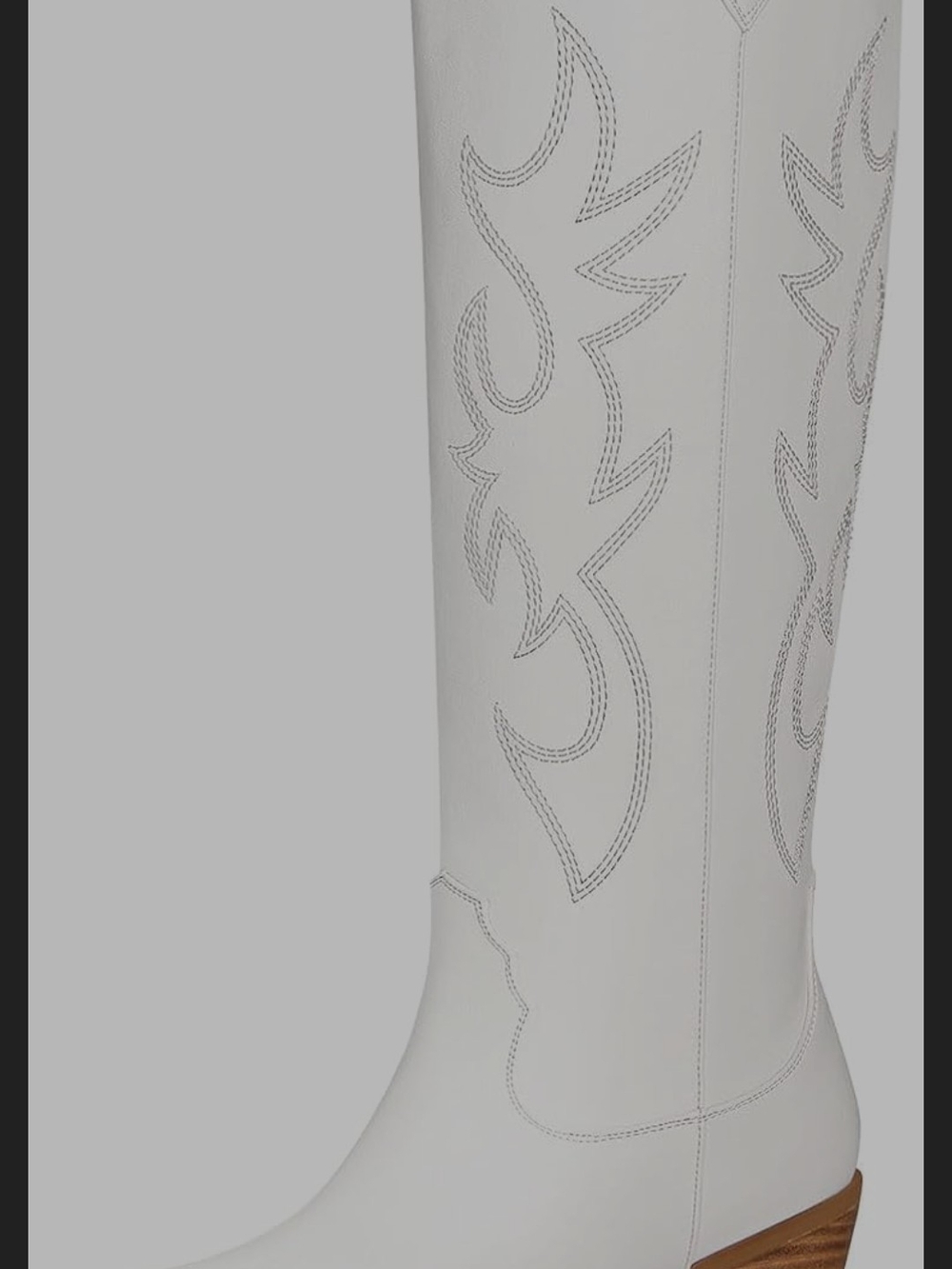 Amazon White Western-Inspired Block Heel Boots - Picture 8 of 8